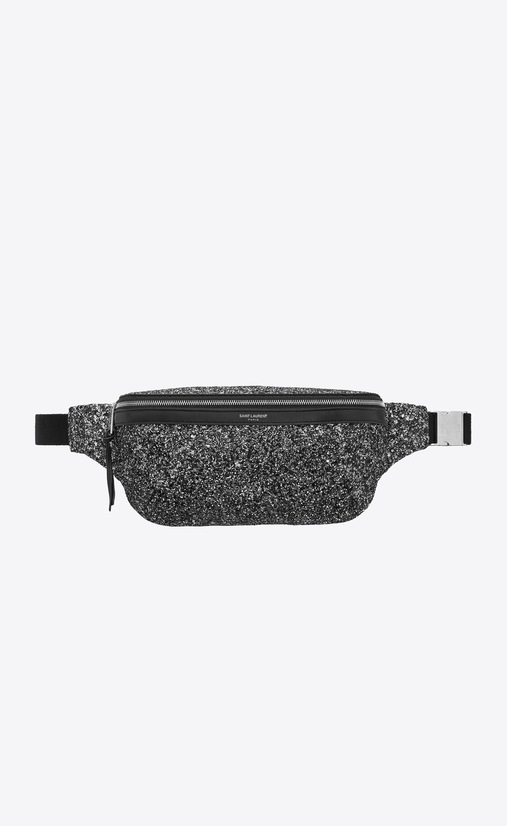 Gürteltasche aus schwarzem Metallic-Glitzer